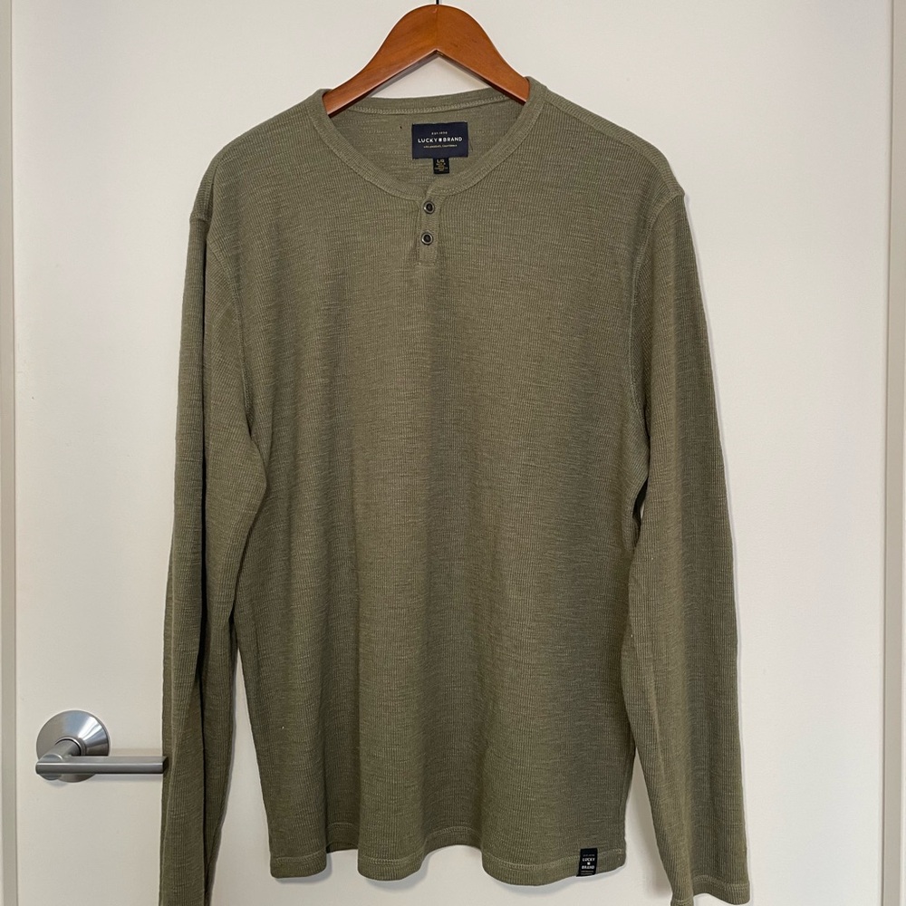 Lucky Brand Olive Long Sleeve Henley
